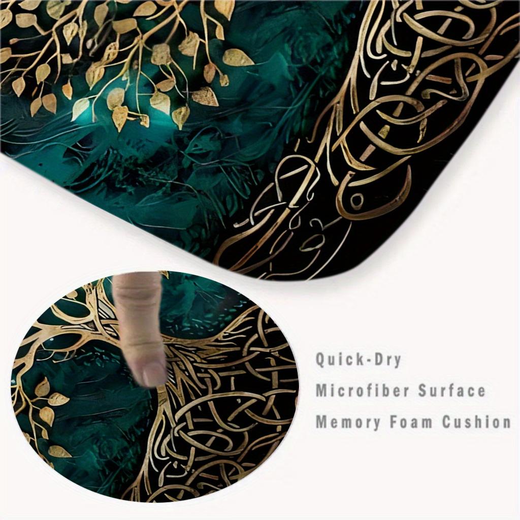 3er Set Pflanzen-Serie Nacht Großer Baum Muster Badezimmer-Matten-Set Toiletten-Sitzbezug U-förmige Fußmatte