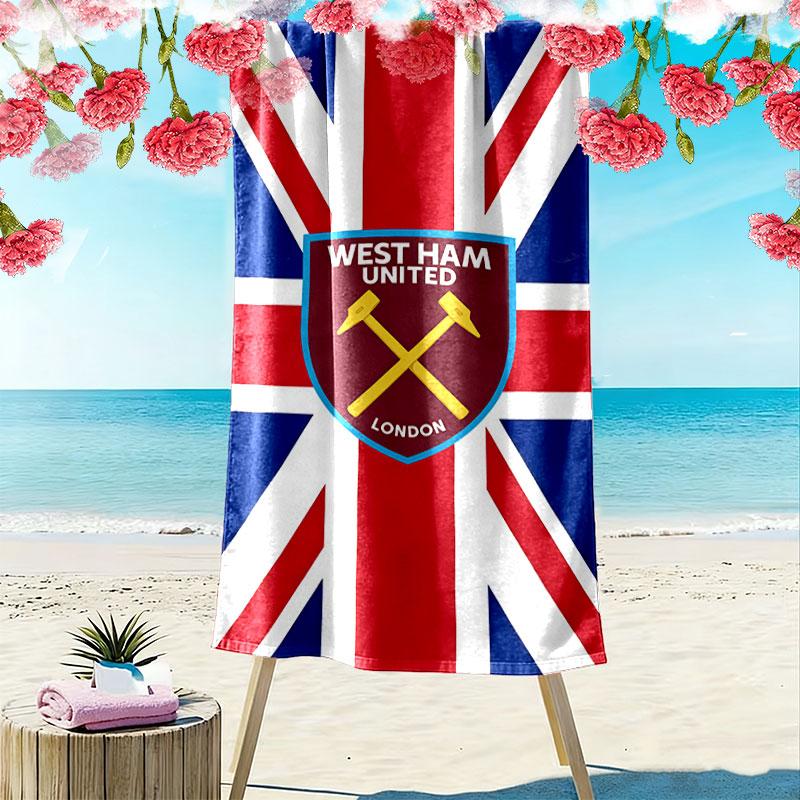 West Ham Logo Aufdruck Strandtuch, Großes Weiches Schnelltrocknendes Handtuch für Strand Camping Schwimmen