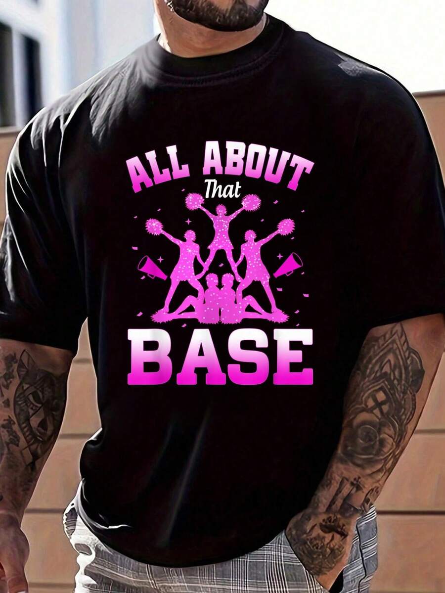 100% Cotton Funny Cheerleading All About That Base Cheer Leader Gift T-Shirt Women s Men s Graphic S разноцветный