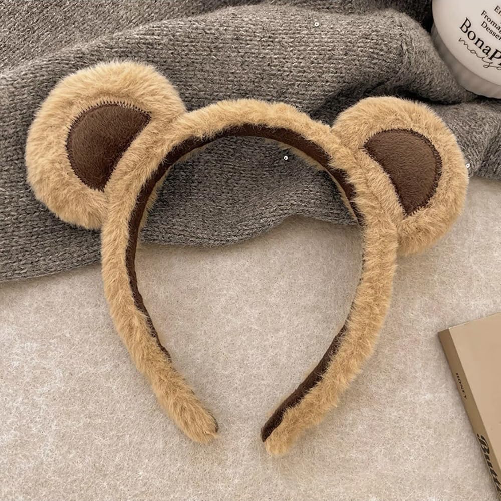 GOODCHI Bear Headband, Bear Ear Hairpin, Animal Ears, Cute and Soft Cosplay Accessory, Perfect for Halloween, Christmas, Makeup, and Photography, for
