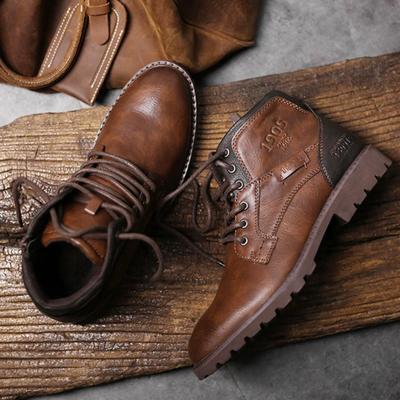 Botines de Cuero para Hombre Talla Grande Zapatos de Caña Alta para Exterior Trabajo Casual Zapatos Motocicleta Militar Botas de Combate Moda Otoño Marrón