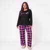 Plus Size Women Pajama Set AutumnWinter Long Sleeve Letter Print Top Plaid Sleepwear Pants Loose Ladies Soft Loungewear Homewear
