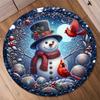 Red Bird Snowman Winter Round Rug Non Slip Washable Mat For Bedroom Kitchen Living Room Dining Room Office Home Decor