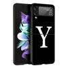 Phone Case For Samsung Galaxy Z Flip 3 4 5 Hard Black Folding PC Luxury For Samsung Z Flip3 Cover Initial Letter A Z Fashion