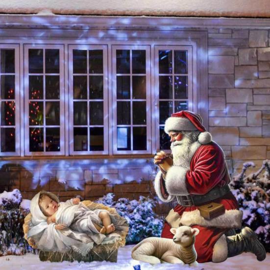 1 Set Nativity Scene Garden Stakes Christmas Outdoor Santa Baby Jesus Decorations Holy Family Yard Art Stakes with Lights for Front Yard Lawn