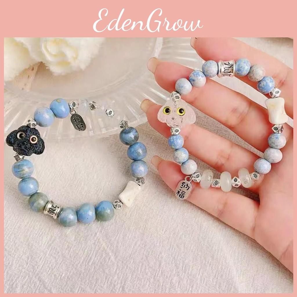 Dog Cute Resin Black Couple Bracelet Handmade Ceramic Beads Genderneutral