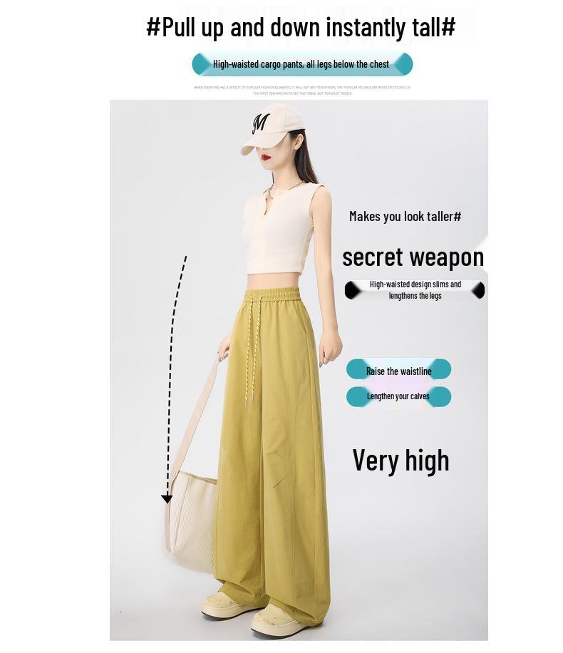 Women's Wide-Leg Quick-Dry Workwear Pants - Spring/Summer 2026, Loose-Fit, Sun Protection, Slimming Casual Wear