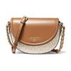 Jet Set Classic Presbyopia Chain Brand Logo Artificial Leather Shoulder Crossbody Bag Medium Women Vanilla White and Acorn Brown