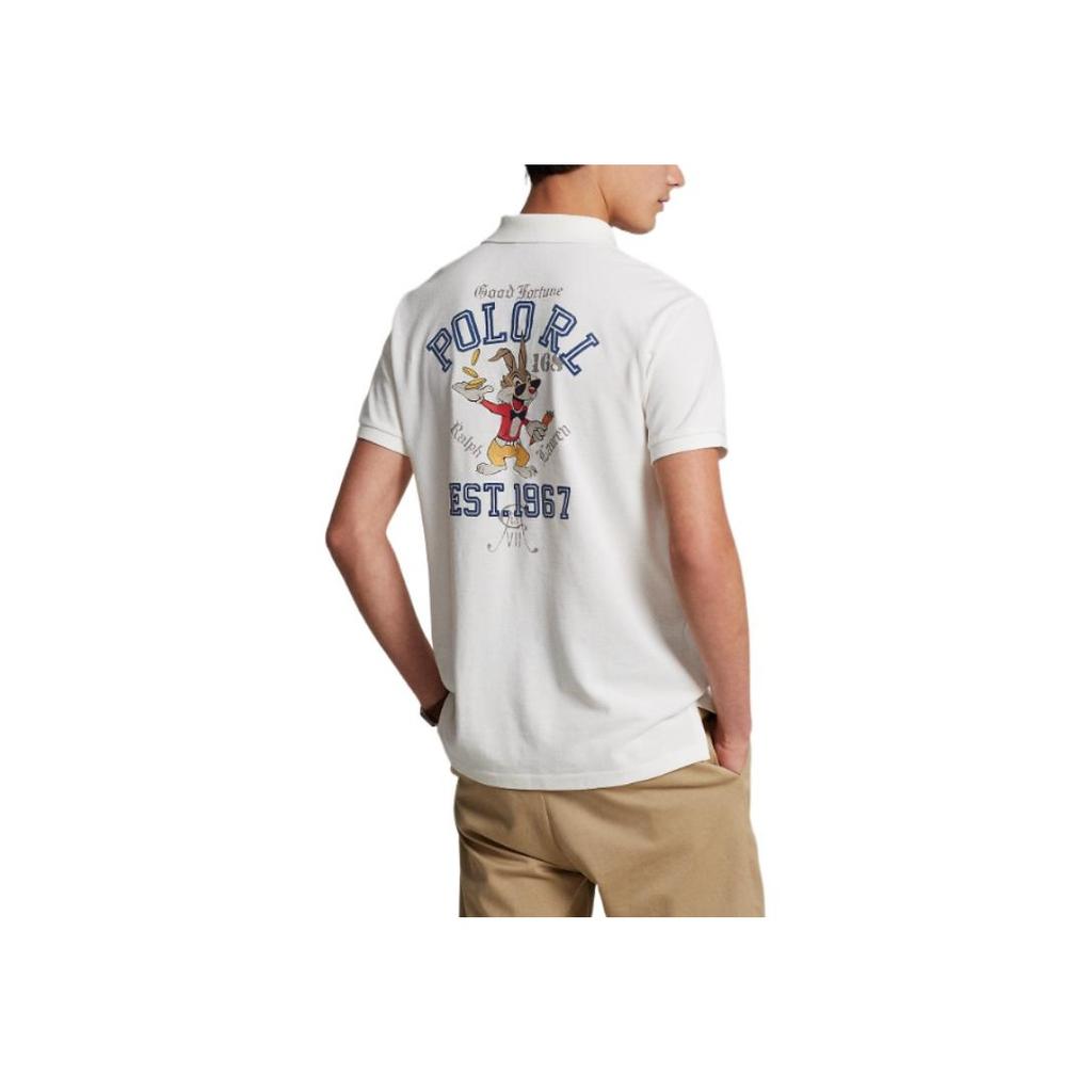 Polo Ralph Lauren SS23 Lunar New Year Collection Back Print Slim Fit Cotton Short Sleeve Polo Shirt Men tops White MNPOKNI1N822112-100