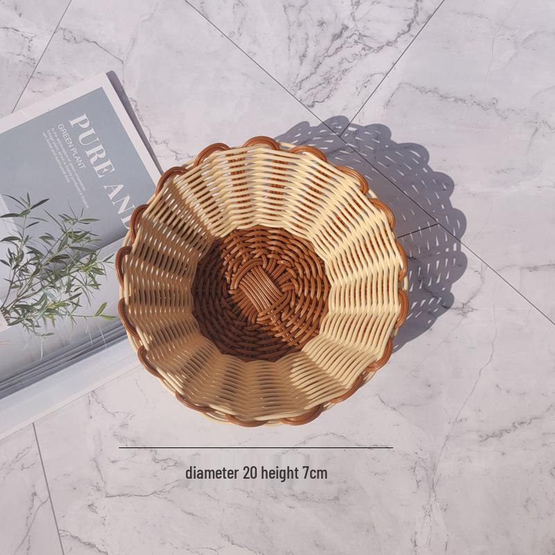 Creative Round Handwoven Rattan-Style Basket for Snacks & Dried Fruit