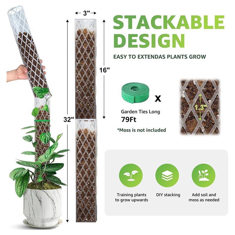 Fresh Plastic For Climbing Plants Moss Pole For Monstera 16 Inch Sphagnum Moss Support Indoor Plant Work