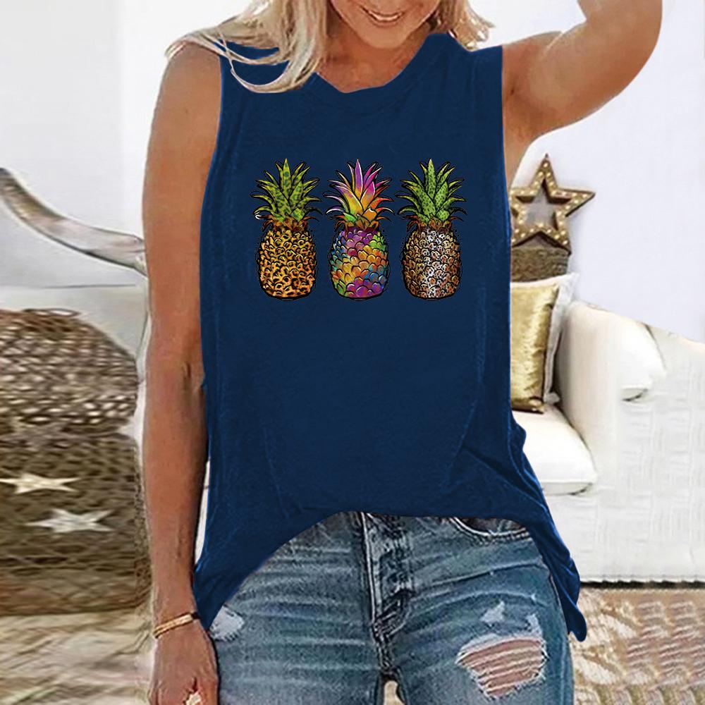 Summer Pineapple 3D Printed Tank Tops Women's Casual Streetwear Fashion Sleeveless O-Neck Vest Camisole Y2k Girl Woman Clothing