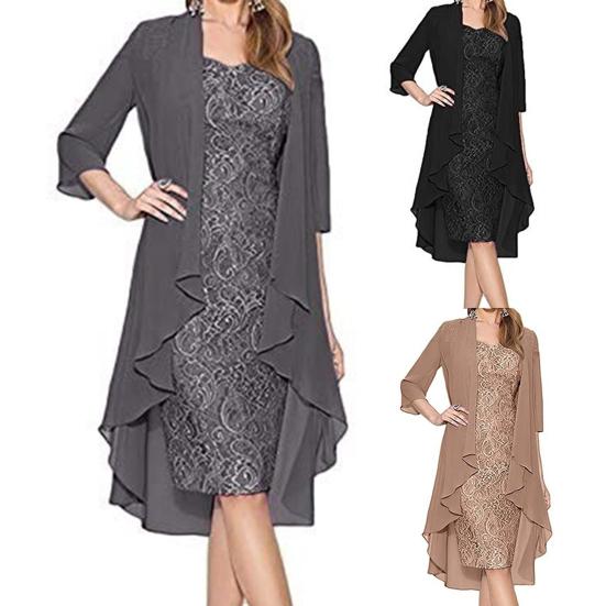 1 Set Elegantes Blumenmuster Damenkleid Wunderschönes Stilvolles Polyester Modekleid