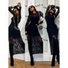 Women's Long-sleeved Crew Neck Patchwork Lace Base Dress