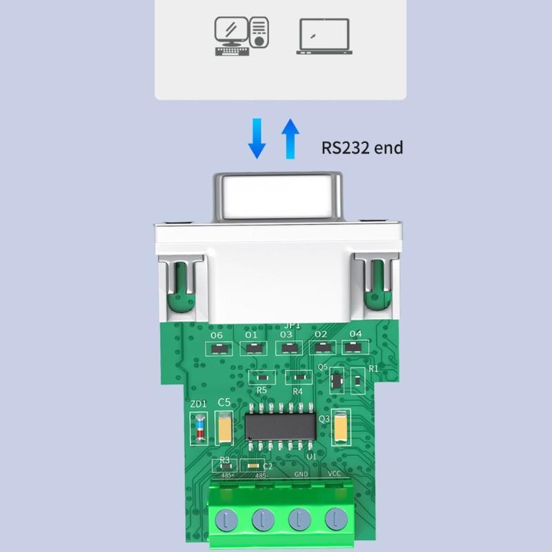 RS232 toRS485 Converter Adapter Plugs And Play Support 1200M Communication Surge Protections For Industrial Equipment