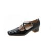 Almond head cross casual French single shoes women's new fashion light mouth square head thick heel Mary Jane shoes