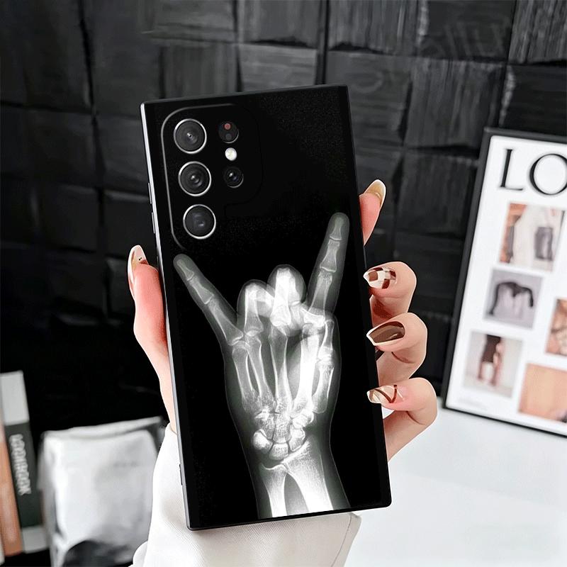 Funny X-Ray Hand Bones Soft Phone Case for Samsung Galaxy S26 S25 Edge S24 Ultra S23 Plus S22 S21 FE S20 Black Cover Back Shell
