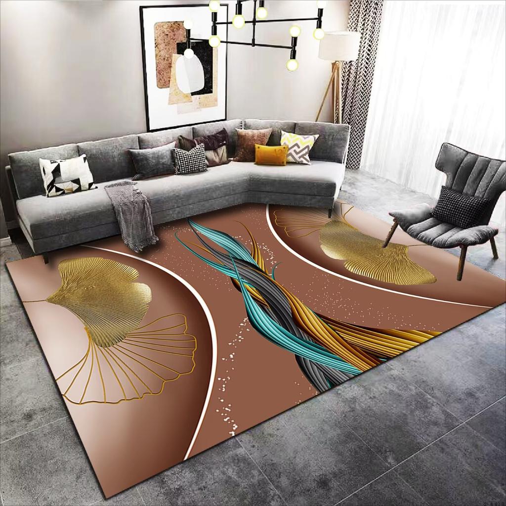 Modern Light Luxury Rugs for Living Room Feather Pattern Home Decoration Carpet Bedroom Non-slip Rug Lounge Coffee Table Mats