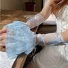 Lace Arm Warmers with Ruffles & Bows, Balletcore Lolita Long Fingerless Gloves for Women, Sweet Gothic Cosplay Costume Accessories