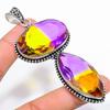 Natural Bi-Color Tourmaline Handmade 925 Sterling Silver Pendant 3.55" E7p70