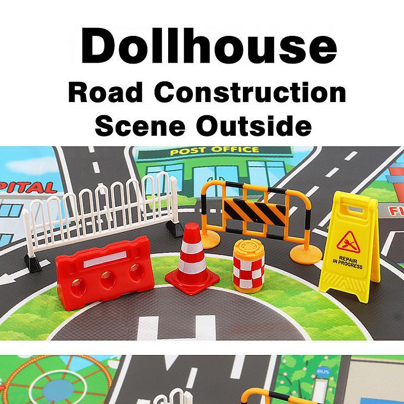 10pcs Mini Traffic Signs Roadblock Toy for Kids Construction Car Theme Party Traffic Cone Sport Training