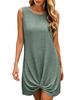 2026 European and American Women's Solid Color Casual Fashion Court Lock Round Neck Sleeveless Dress