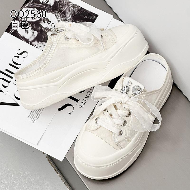 

Thick-soled half-slippers, new muffin in summer, breathable and lightweight casual bag sandals 34 белый