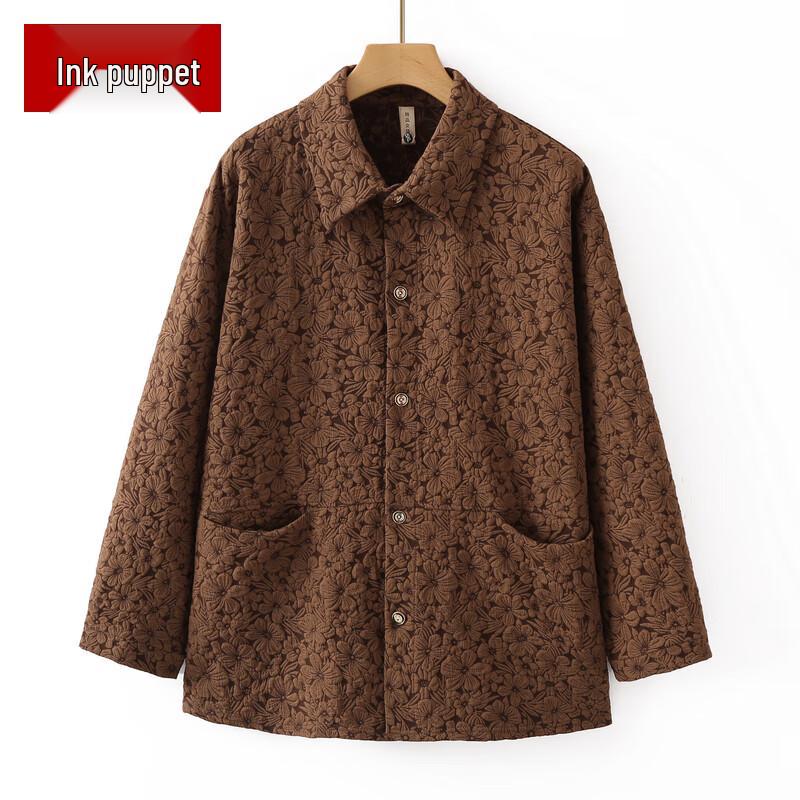 

Middle-Aged Women s Spring Autumn Jacquard Loose Shirt 8XL