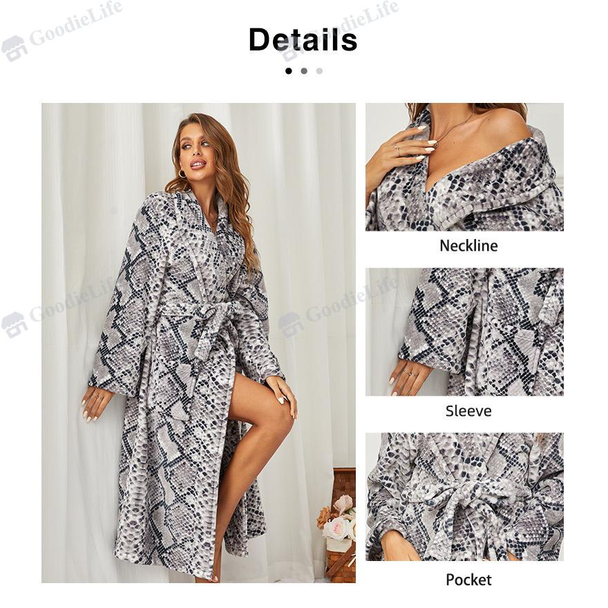 Thick Flannel Bathrobe for Women Winter Warm Fleece Robe Long Hooded Sleepwear Cozy Loungewear