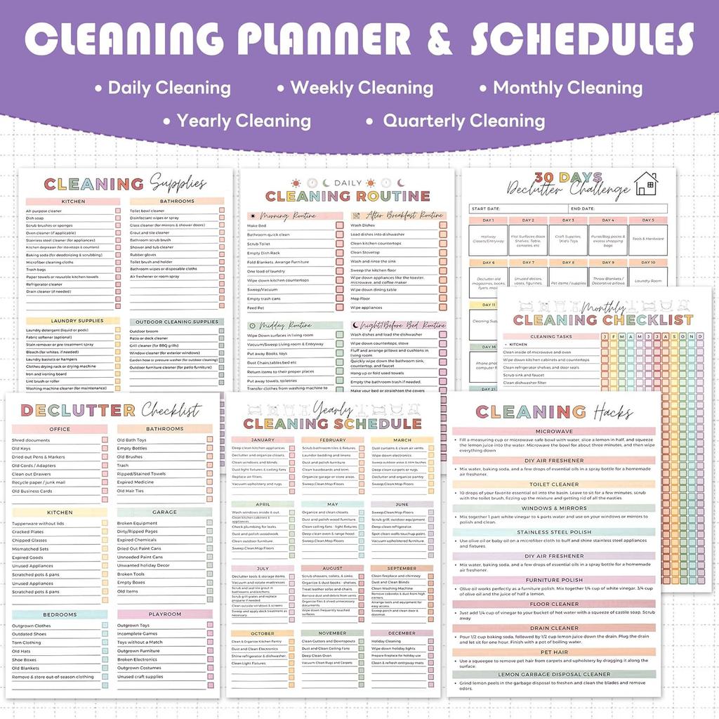 Adhd Planner Daily Cleaning Organizer - 2025 Chore Chart Schedule and Checklist - Adhd Household Needs Organization Weekly Monthly Yearly Home Family