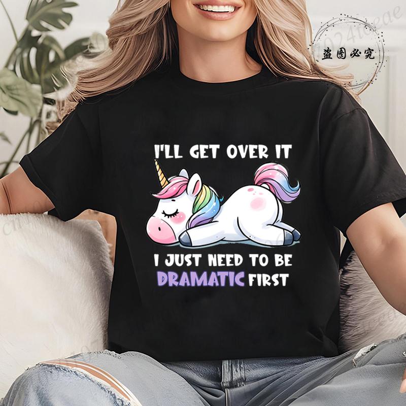 Funny Unicorn Women Summer T-Shirt First of All I'm A Delight Graphic T Shirt for Women Fashion Casual Sarcastic Tee Shirts Tops