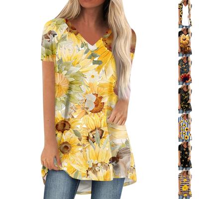 Ladies Short Sleeve Pleated Loose Tops Plus Size Casual Tops V Neck Short Sleeves Casual Summer T Shirts Ladies Tops T Shirts Shirts