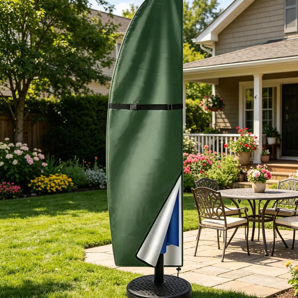 Wasserdichte Abdeckung für Ampelschirm (Bananenform) – Schutz für Sonnenschirm auf der Terrasse mit verstellbarem Riemen und langlebigem Material für große Ausleger-Sonnenschirme