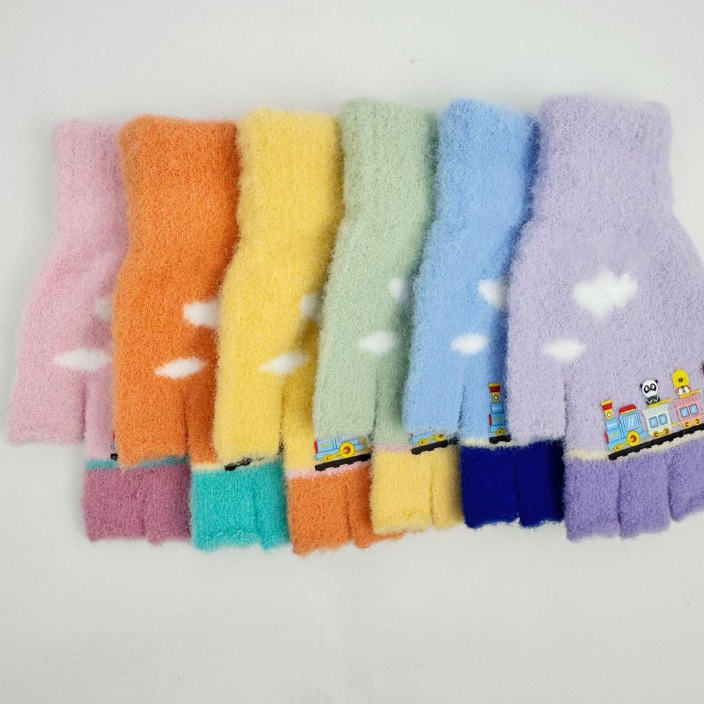 Cute Winter Knitted Train Gloves - Windproof & Warm for Adults