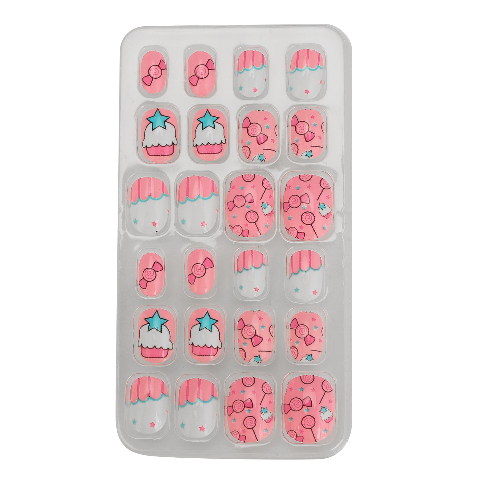 

24pcs Removable Kids False Nails Cartoon Pattern Full Cover Artificial False Nails#02