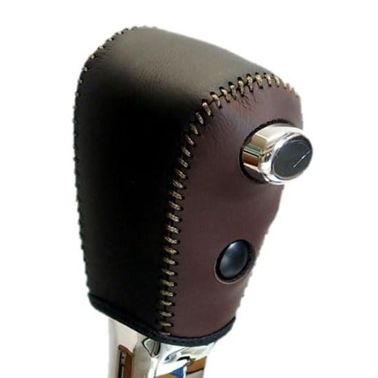 

Tricolore Genuine Leather Shift Knob Cover for Nissan Vanette M20 in Dark Brown and Cafe Brown Replacement Customizable Interior Protection [NV200]