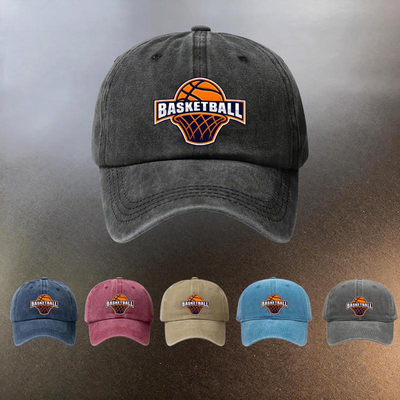 A Basketballthemed Printed Washed Hat a Daily Outing Sunprotection Baseball Cap a Musthave Fashionable Couples Hat Featur
