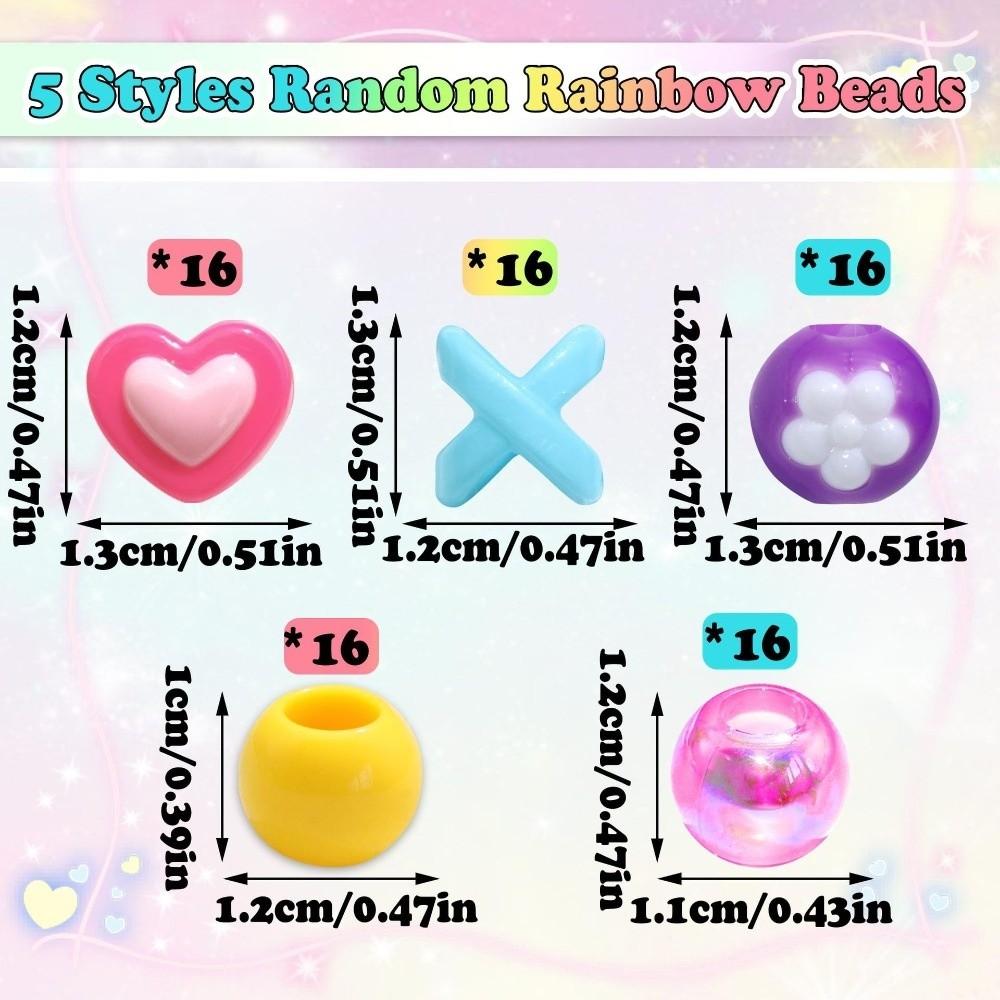 80PCS Acrylic Hair Beads Assorted Shapes Bead Kit Lightweight Accessory Set  Kids Hairstyles