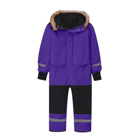 Kids One Piece Ski Suit Waterproof Windproof Snowsuit Tear-Resistant Warm Coral Fleece Lining Winter Outdoor Overalls for Boys Girls Snowboarding