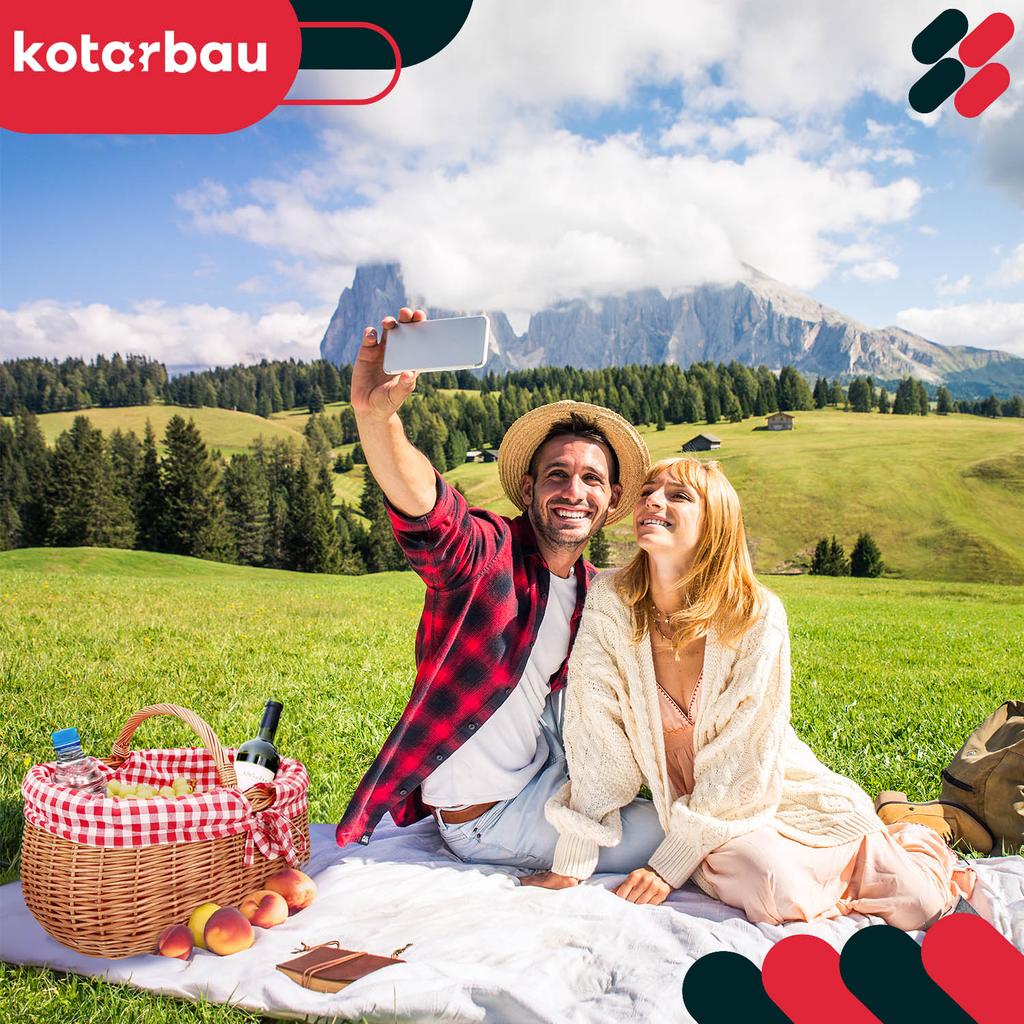 Kotarbau® Wicker Shopping Basket Picnic Mushroom Easter Oval With Red Lining And Lattice Trim 46 Cm