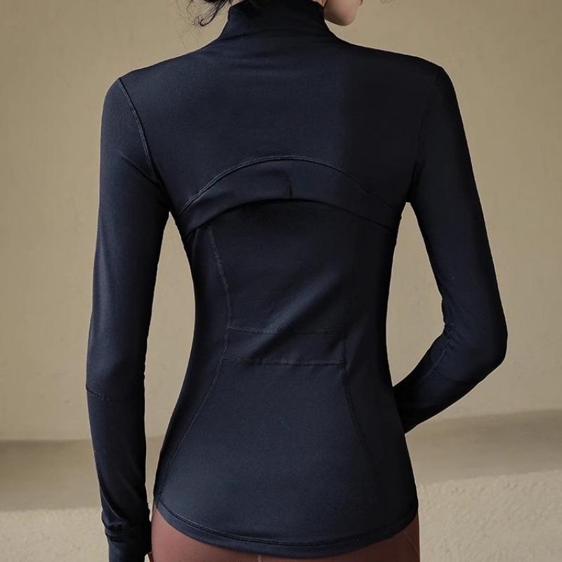 Women's Quick-Dry Slim Fit Yoga Jacket - Stand-Up Collar, Zipper, Long Sleeve for Running & Cycling in Autumn