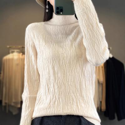 Autumn New Sweater Women's Semi-turtleneck Pullover Knitted Bottoming Shirt Long-sleeved Warm Jacquard Inner Sweater