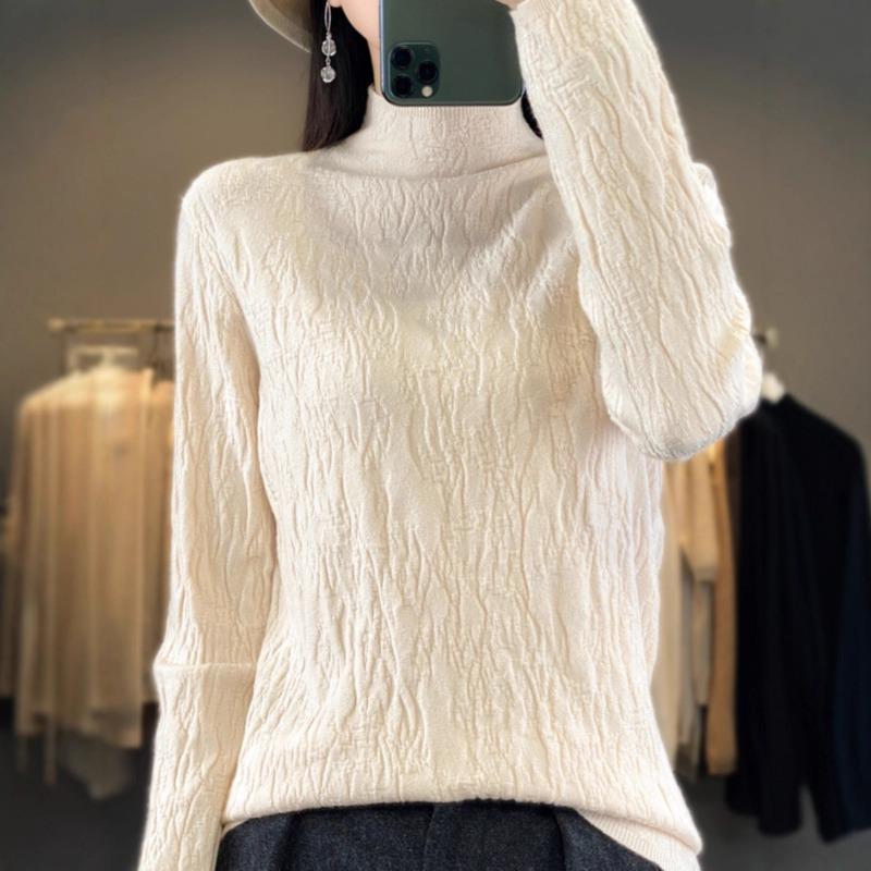 Semi-turtleneck bottoming shirt women's spring inner sweater autumn new high-end top slim-fit knitted sweater