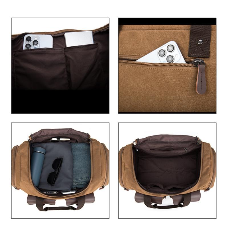 Wear-resistant 16A Microfiber Canvas Touring Bag Waterproof Short Distance Travel Luggage Bag Unisex Outdoor Sports Fitness Shoulder Crossbody Handbag