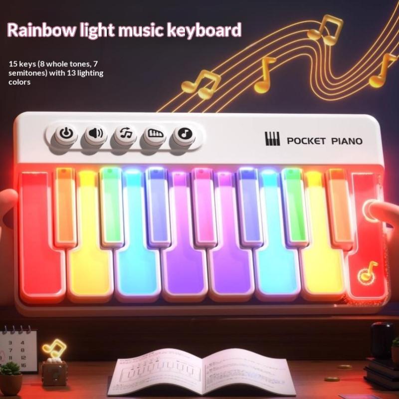 Childrens Mini 7-Key Multifunctional Electronic Keyboard Piano Seven Color Light Portable Instruments Educational Toys For Kids