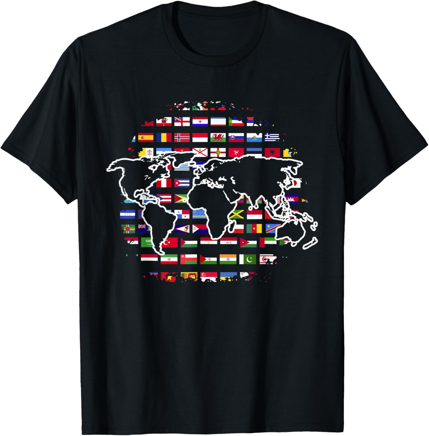 World Map Flags Collage T-shirt L