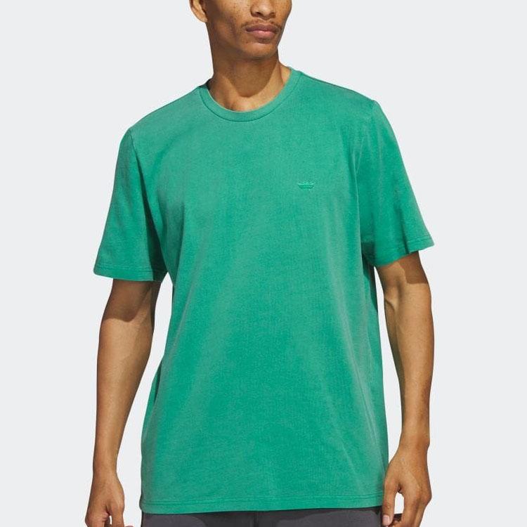 Adidas Originals Trefoil Logo Embroidered Crew Neck Short Sleeve T-Shirt Men Tops Green HS3027