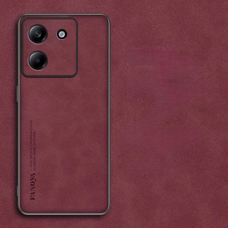 Kožené pouzdro z jehněčí kůže na telefon pro POCO M7 Pro X7 M6 Pro 4G 5G Matný nárazuvzdorný silikonový měkký zadní kryt