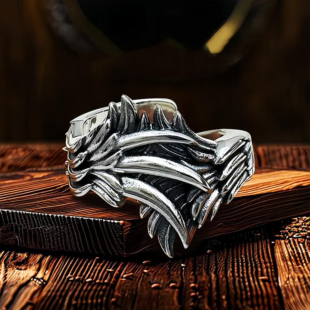 Retro The Phoenix Wing&Claw Adjustable Open Ring For Men Punk Gothic Edgy Copper  Unisex Vintage Accessories Trendy Gift