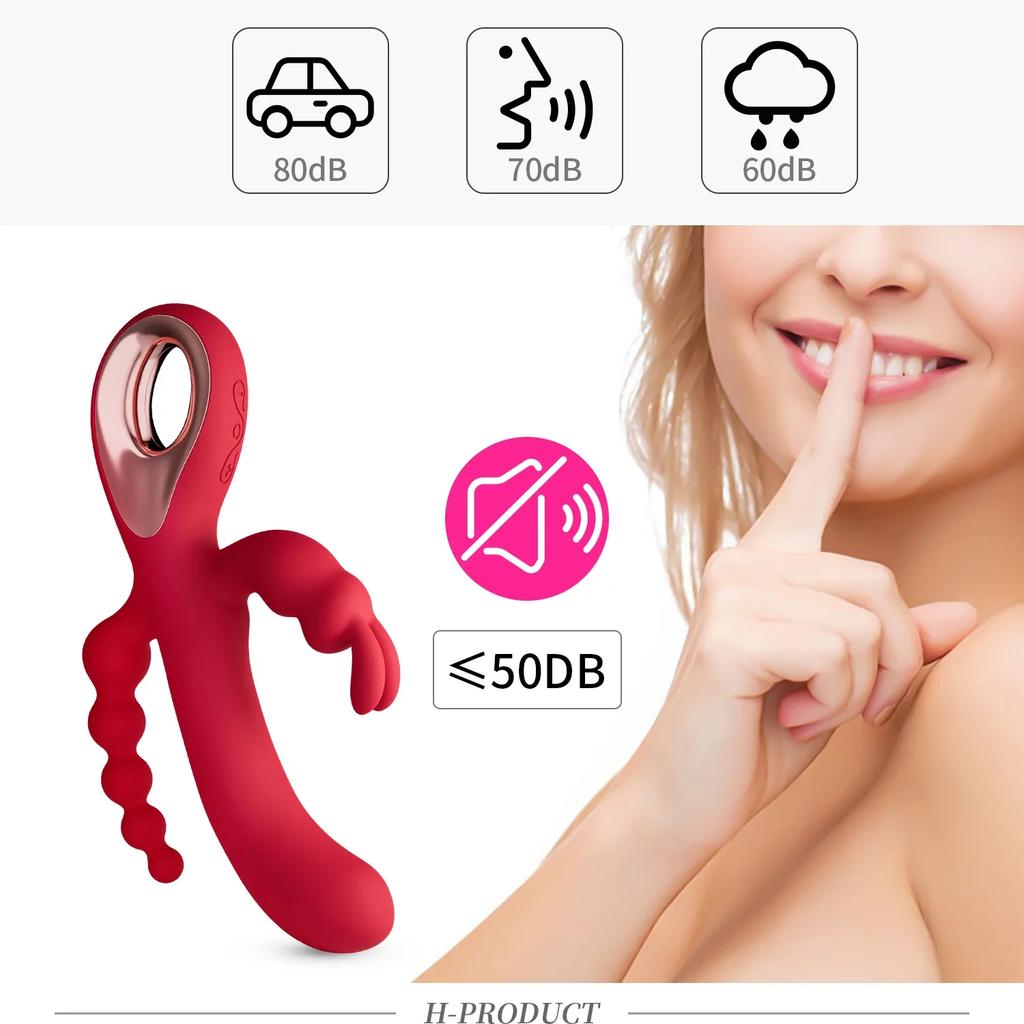 3 In 1 Dildo Rabbit Vibrator for Women G-Spot Clitoris Stimulator Anal Plug Orgasm Masturbator Female Masturbation Sex Toys 18